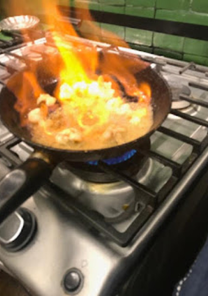 Una foto de Camarones flameados al whisky