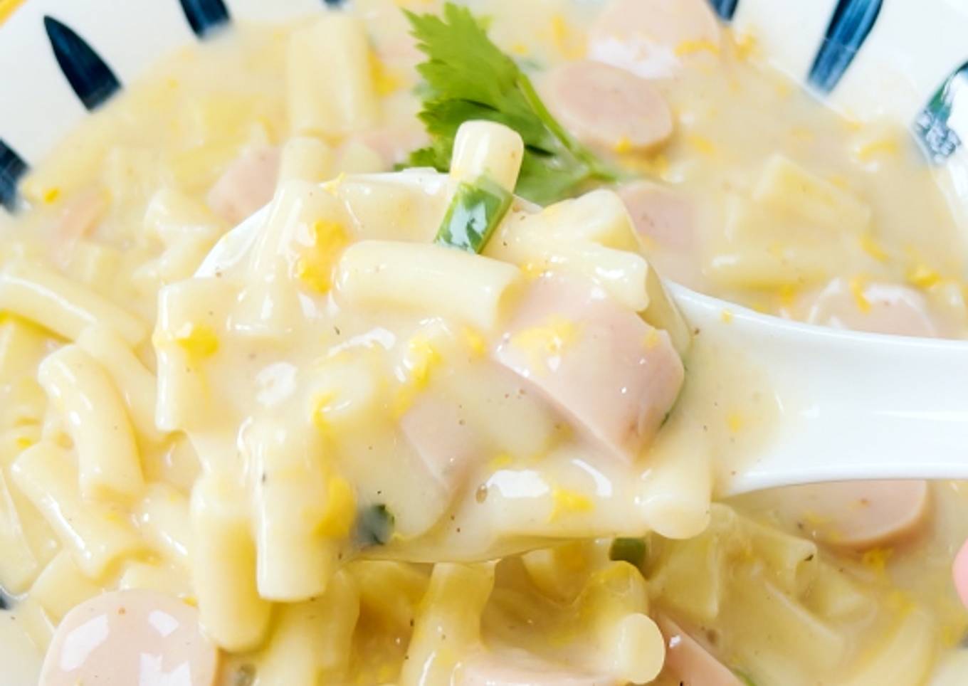 26. Creamy Macaroni Soup with Sausage - Kesukaan Bocah nih 😆😍