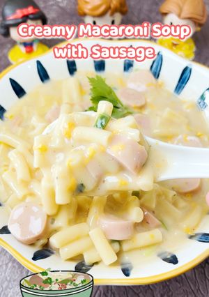 Foto resep 26. Creamy Macaroni Soup with Sausage - Kesukaan Bocah nih 😆😍