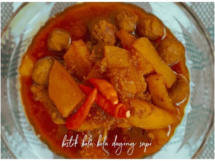 Langkah Mudah untuk Membuat Resep Bistik bola bola daging sapi yang Enak Banget