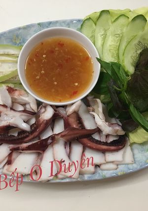Hình của món Mực hấp rượu.