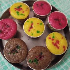 A picture of Eggless tutti frutti cup cakes in kadai.