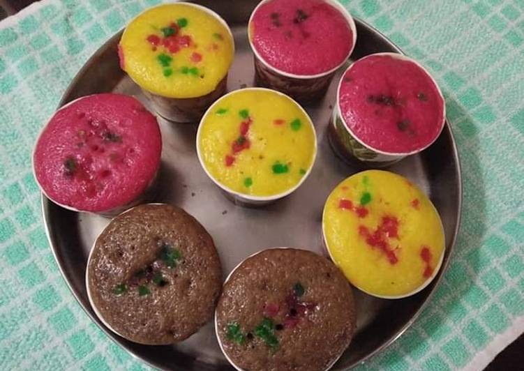 Simple Way to Prepare Speedy Eggless tutti frutti cup cakes in kadai