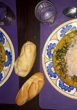 Una foto de Salteado de Pollo y Acelga a la Fontina c/Arroz