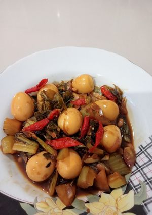 Foto resep Telur Puyuh Sayur Asin Kecap
