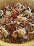 Ensalada de pimientos asados con chanquetes