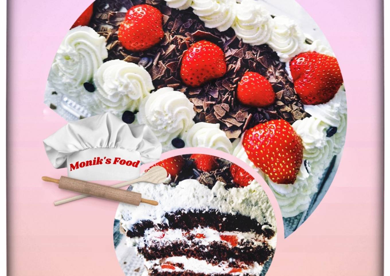 Tarta Selva Negra con nata y fresas