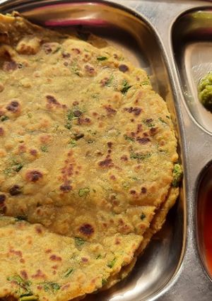 A picture of Palak paratha (spinach paratha).