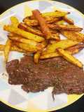 Bavette de bœuf et frites maison au four