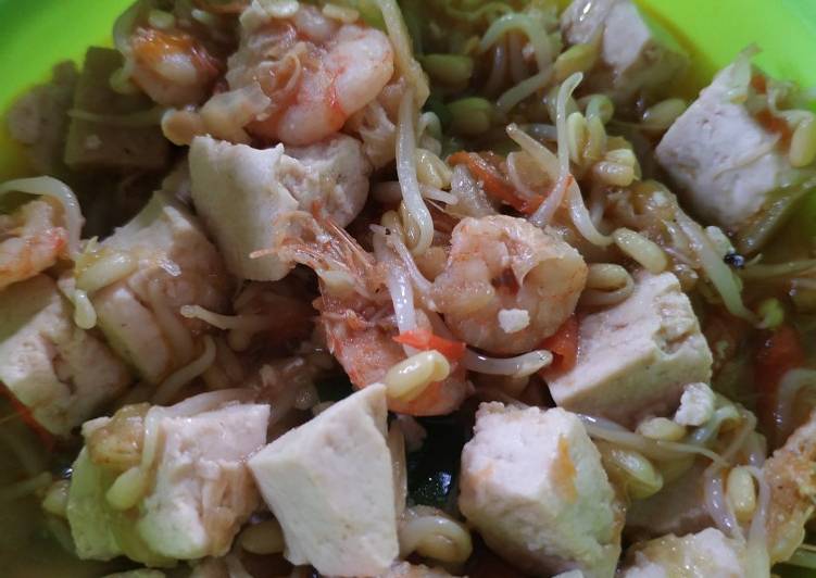 Tumis tahu udang+toge