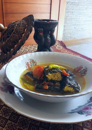 Foto resep Tempe kuning balut seeweed kuah pindang (vegetarian. Tanpa telur. Tanpa daging)