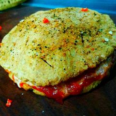 Brown pizza burger A picture of Brown pizza burger.