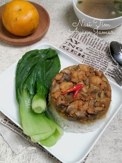 Foto resep Nasi Tim Ayam Jamur