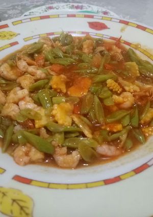 Foto resep Tumis buncis udang pedas
