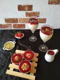 Malabi with strawberry coulis