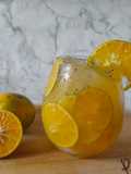 Ice Coconut Orange Drink with jelly "Es Jeruk Mix Degan"