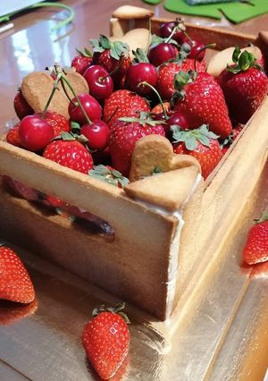 Une photo de Gâteau cagette de fraises
