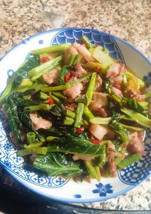 รูปของ ผัดคะน้าถั่วฝักยาวกับหมู