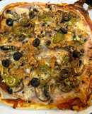 Pizza con base de harina de garbanzos en airfryer Cosori