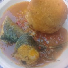 A picture of Moi moi with fish sauce.