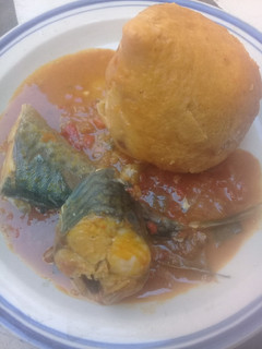 A picture of Moi moi with fish sauce.