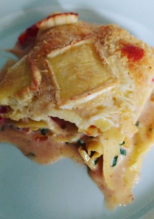 Une photo de Lasagne chèvre frais et poivron