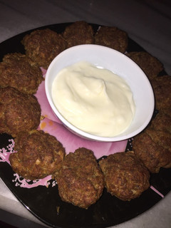 A picture of Baked Kofta with Garlic Sauce.