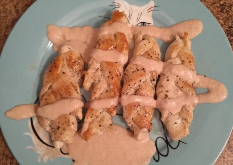 Trenzas de pollo con salsa de paté! Una receta súper rica