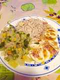 Anguriñas con verduras y huevos rellenos(combo sano😉)