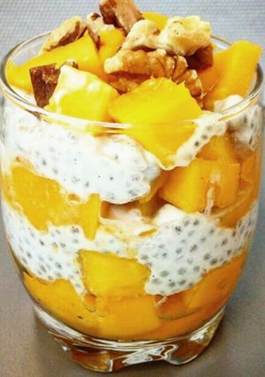 A picture of Mango chia seeds pudding.