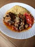 Yellow ugali with beef