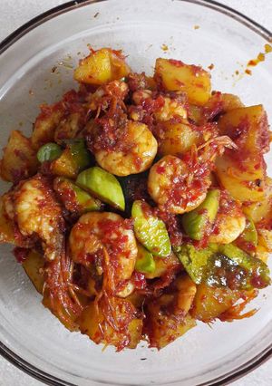 Foto resep Udang balado pete kentang