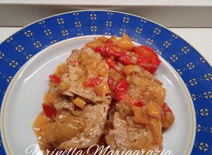 Foto di Fettine di lonza in padella con peperoni 👩‍🍳❤️
