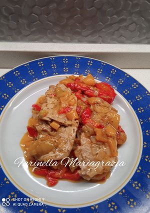 A picture of Pork Loin Cutlets with Bell Peppers (Skillet Recipe).