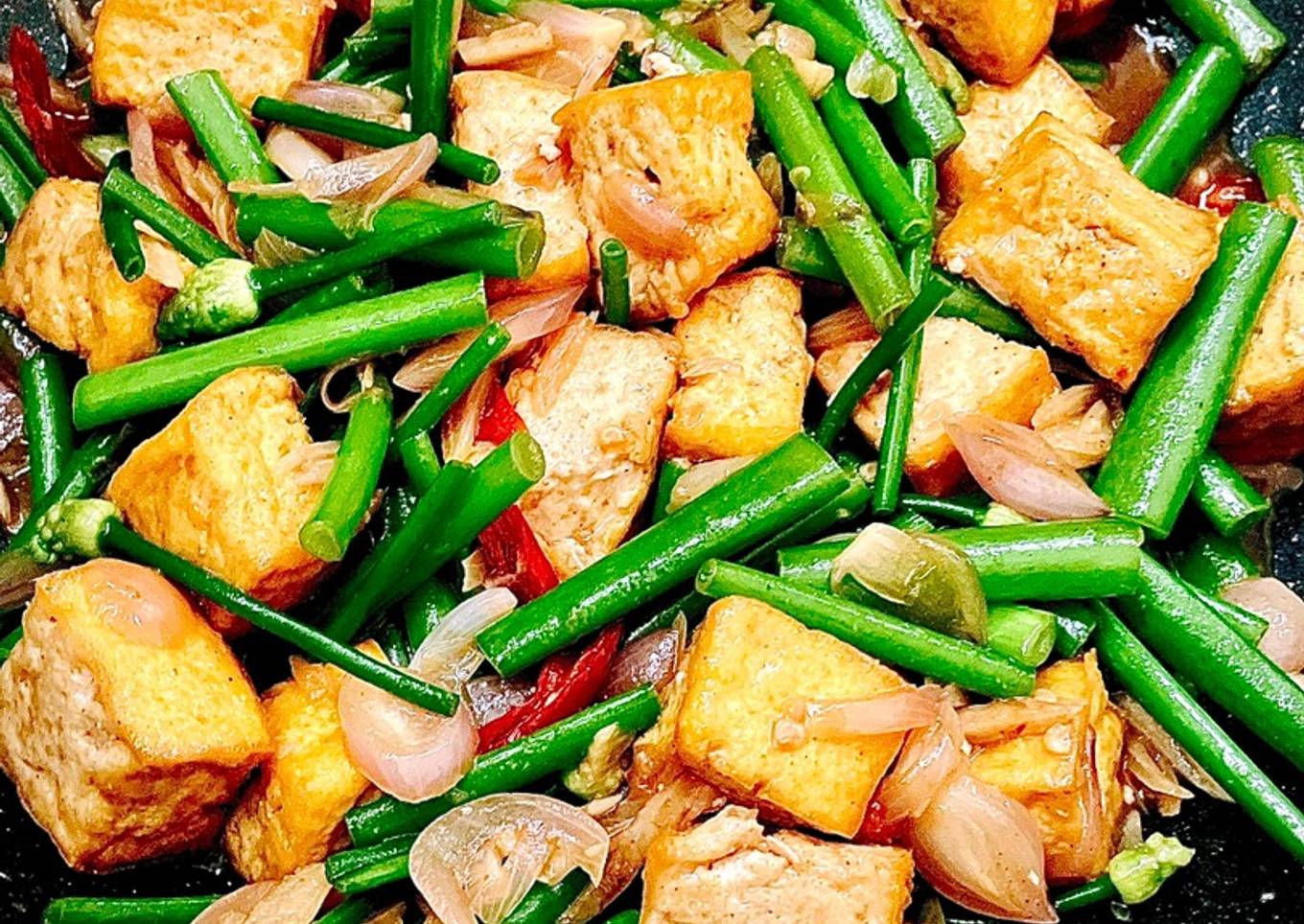 Tumis Bunga Bawang dan Tahu