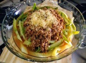 Foto de Macarrão de abobrinha com proteína de soja