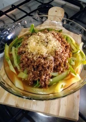 Foto de Macarrão de abobrinha com proteína de soja