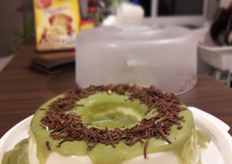 Cara olah Puding vanila fla matcha  yang Bikin Ngiler