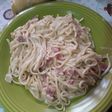 Spaguetti con crema de leche y panceta o bacon delicioso!