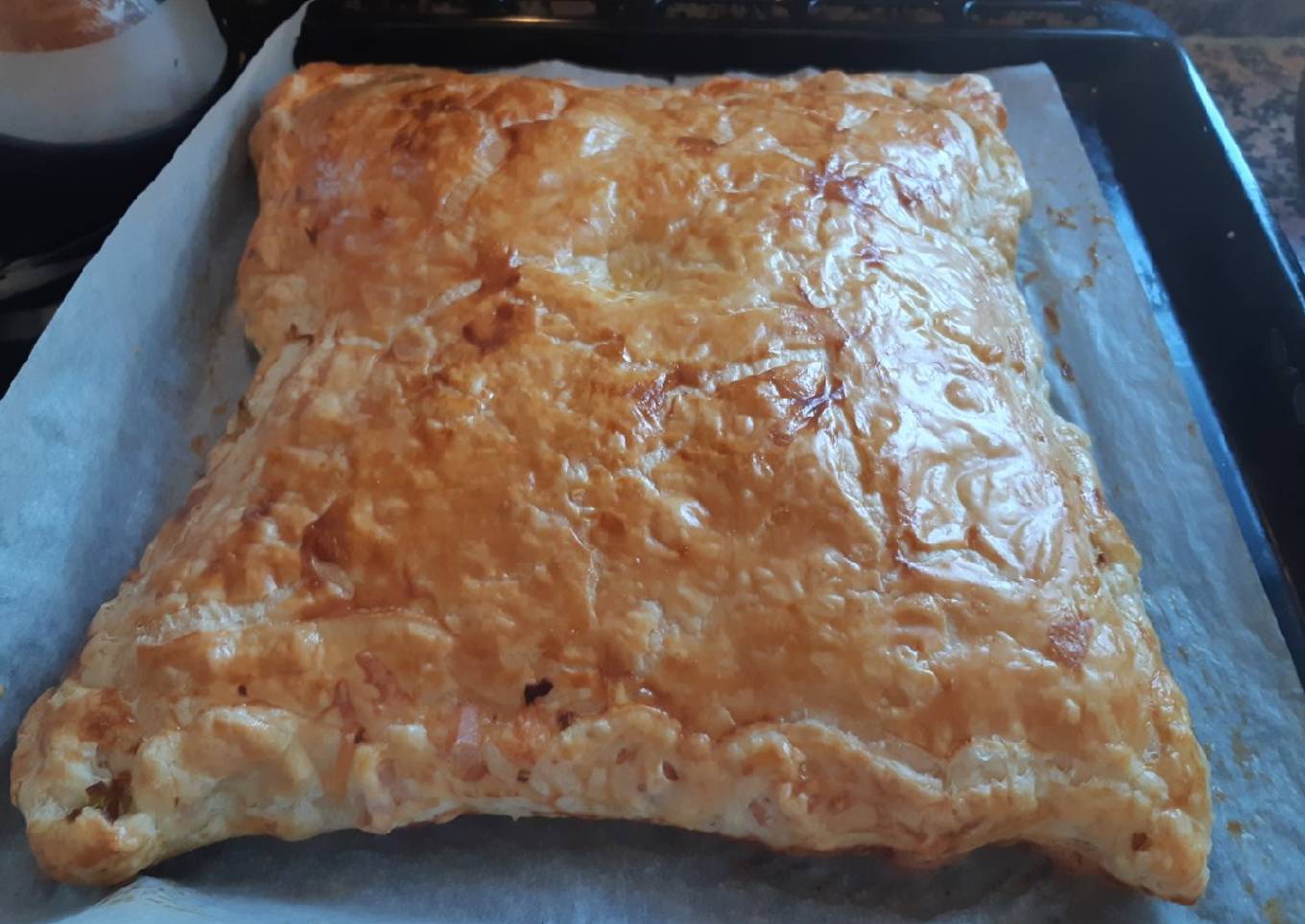 Empanada de puerro, pechuga pavo y queso