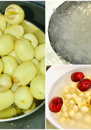 Hình của món Yến chưng hạt sen táo tàu.