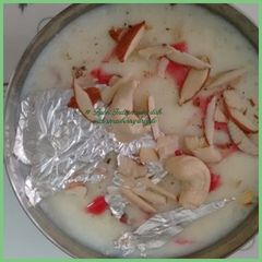A picture of #Rubri#indian sweet dish with strawberry drizzle#post 46th.