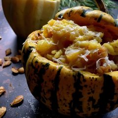 A picture of Squash risotto mantecato.