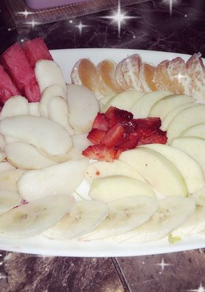 صورة لوصفة طبق فواكه مشكلة 🍉🍊🍏