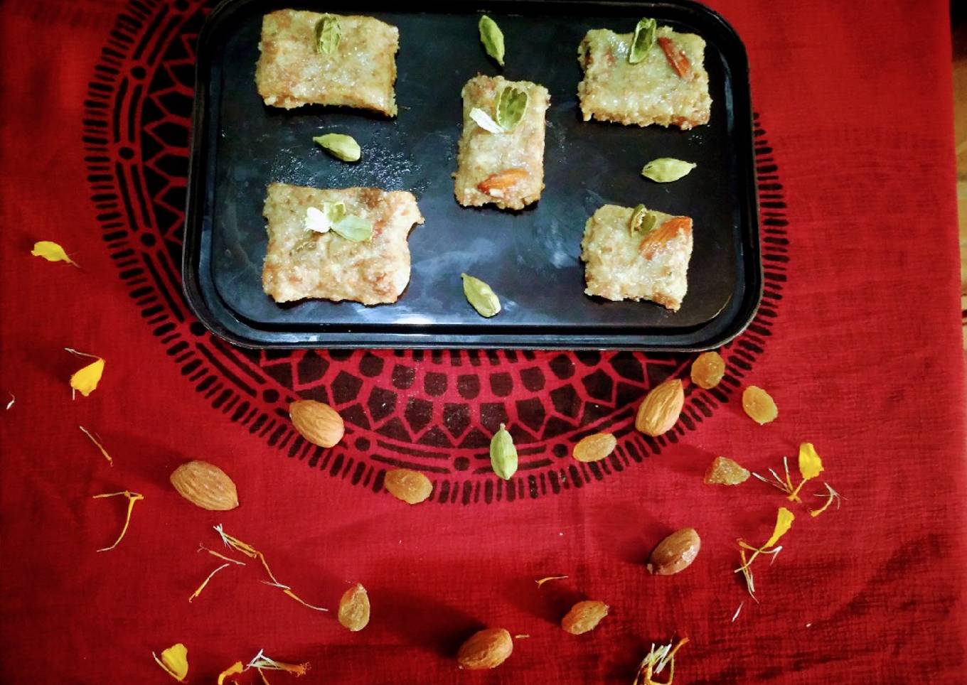 Rava coconut burfi cardamom flavour
