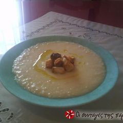A picture of Sour trahana with feta cheese and butter by Katina.