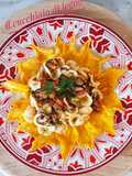 Orecchiette con cozze, zucchine, fiori di zucchine e pomodori