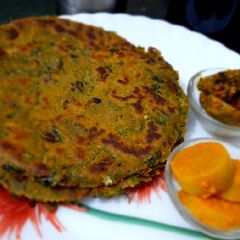 Mixed millet partha with bathua and methi leaves A picture of Mixed millet partha with bathua and methi leaves.