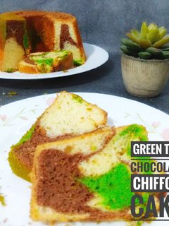 Foto resep Green Tea - Chocolate Chiffon Cake