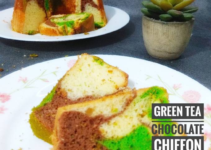 Resep praktis membuat Green Tea - Chocolate Chiffon Cake  sempurna